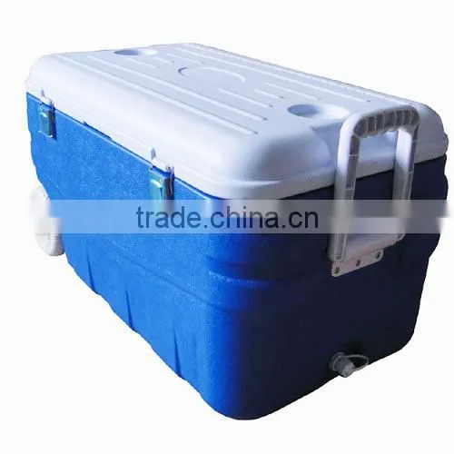 Camping/Fishing Cooler Box 80L Plastic Portable Insulated Ice Cage on wheel