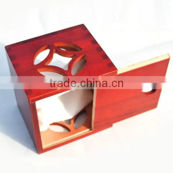 Customize Exquisite Openwork Carving Wooden Napkin Box, Desk Square Tissue Box