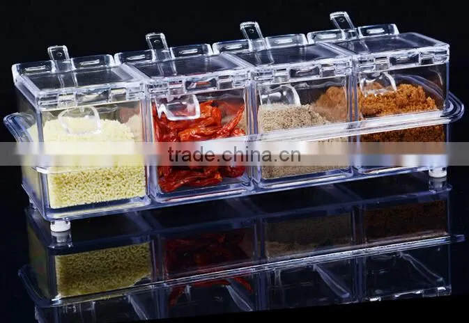 New Arrival Crystal Seal Waterproof With Spoon Condiment Seasoning box Cruet