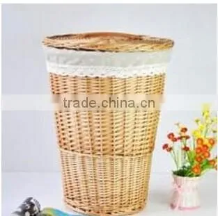 willow material laundry basket cloth used laundry cart