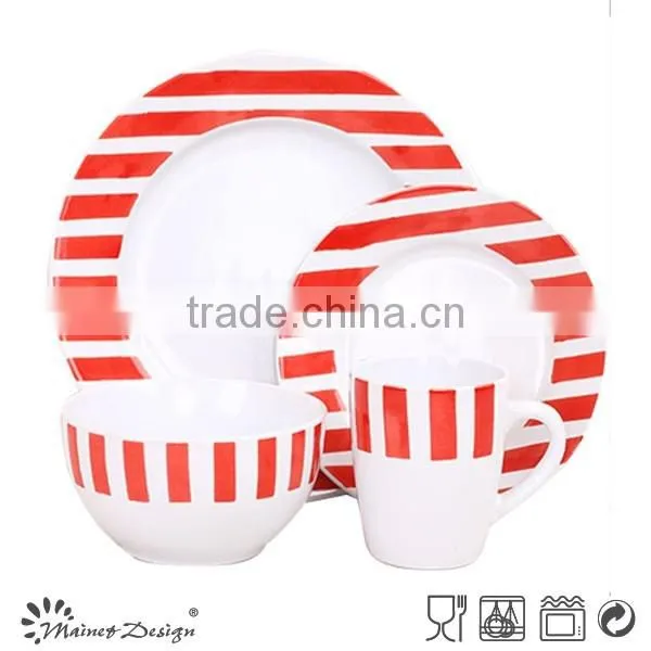 Red stripes crockery cereal bowl