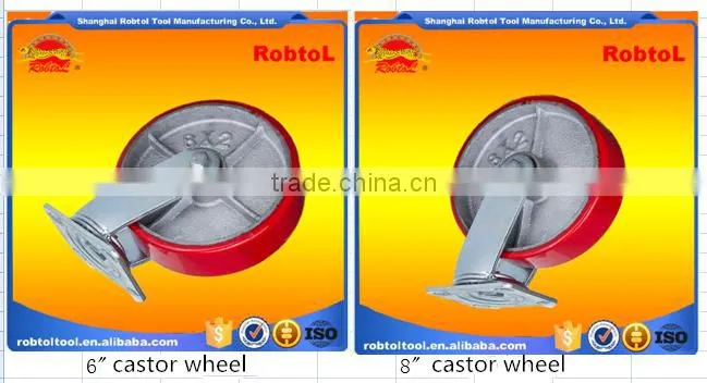 8" castor wheel caster fixed swivel brake rubber nylon pu tpr pp