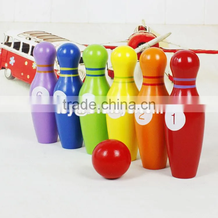 Wholesale mini wooden kids bowling playing set colorful children wooden bowling set toys W01A293