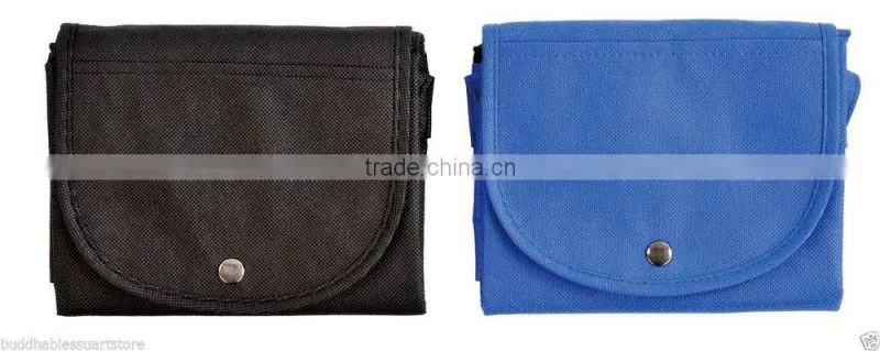 Black and Blue Foldable Zippered Totes Grocery Shopping Bags