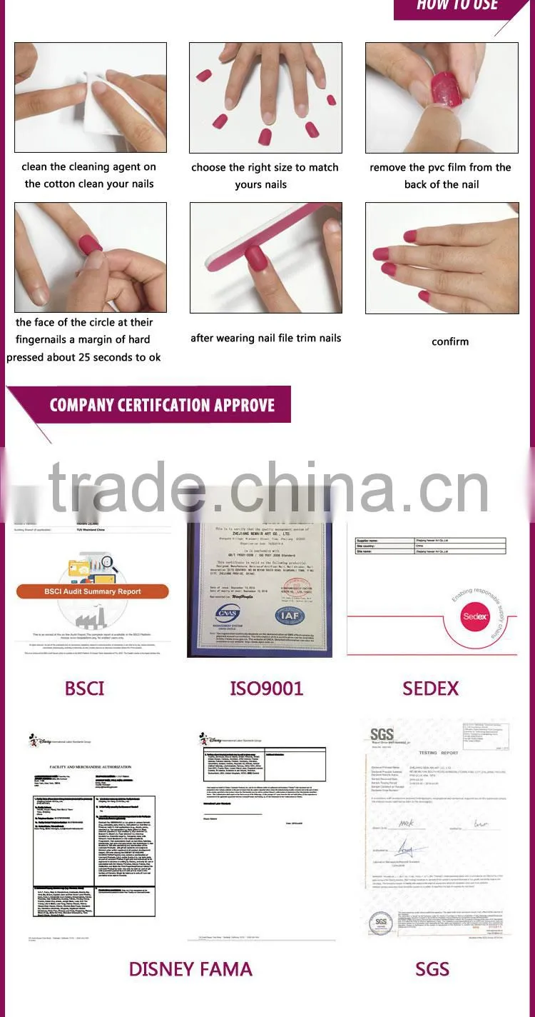 2017 New arriveal full cover fashionable artificial fingernails
