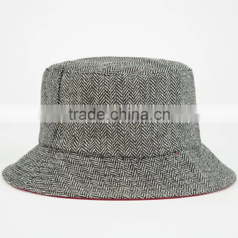 Winter men custom blank herringbone wool bucket hat