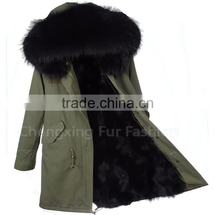 CX-G-P-12A Hot Selling Genuine Fox Fur Coat Women Real Fur Parka