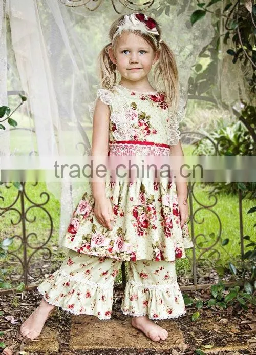 Vintage Rose Country Chic Holiday Bo Peep Dress Matching Ruffle Pant