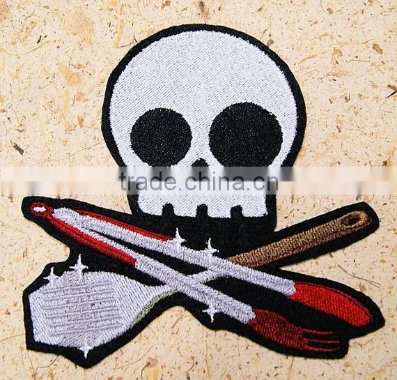 Custom high quality embroidered creative skulls patch for clothes embroidery patch made in china choose size/color