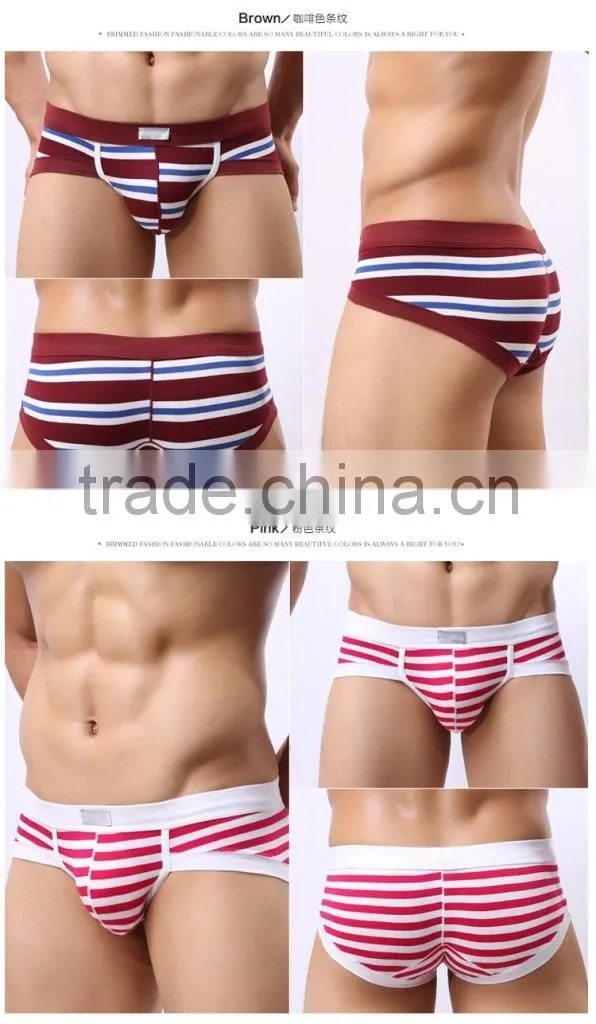 MGOO Top Quality Stripe Colorful Cotton Underwear Band Transparent Boxer Thong For Man STA01