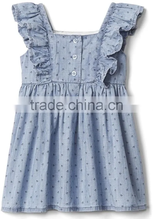 Bulk wholesale 2017 kids clothing cute baby girl summer clothes elegant Floral flutter dress