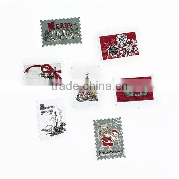 Wholesale Scrapbooking 2 Holes Postage Stamp At Random Christmas Pattern Wood Sewing Buttons