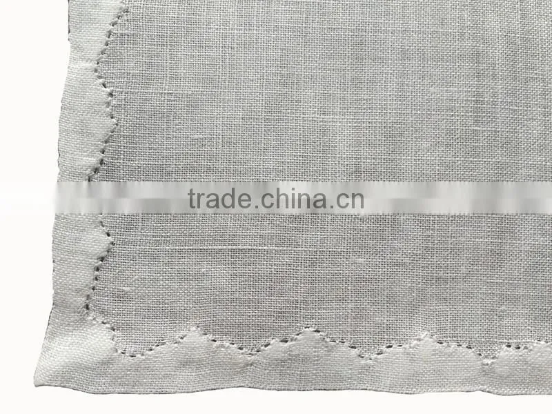 plain white square linen cocktail napkins with hemstitch border