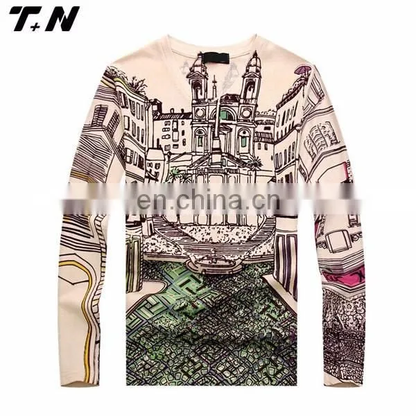 Wholesale cheap long sleeves printed sublimation t shirts t-shirt printing