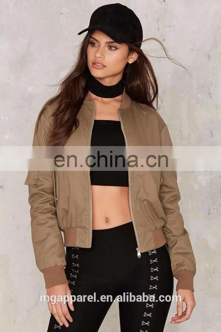 New design plain cotton bomber jackets for women wholesale