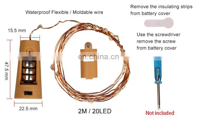 Bottle Stopper Design 20 LEDs Copper String Light Diy Craft Bottle Jar Decoration