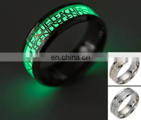 2017 Novel Stainless Steel Retro Scripture Jesus Skull Glow in the Dark Ring Fluorescent Letter Lord of Rings