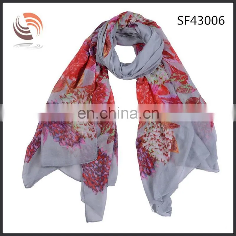 latest fashion spring polyester scarf flora scarf wholesale