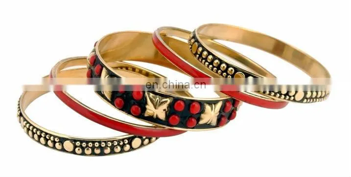 Beautiful Studded Brass Bangle Set