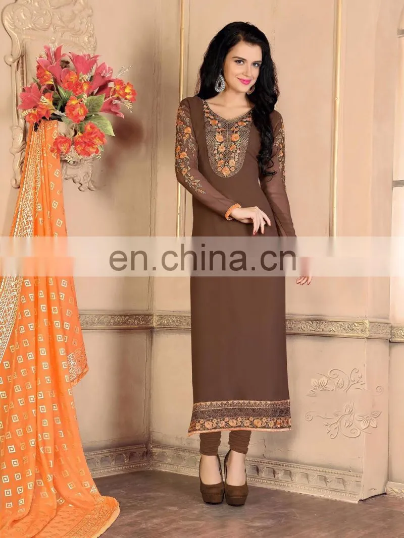 Green Colored Georgette Semi-stiched Salwar Suit For Party Wear