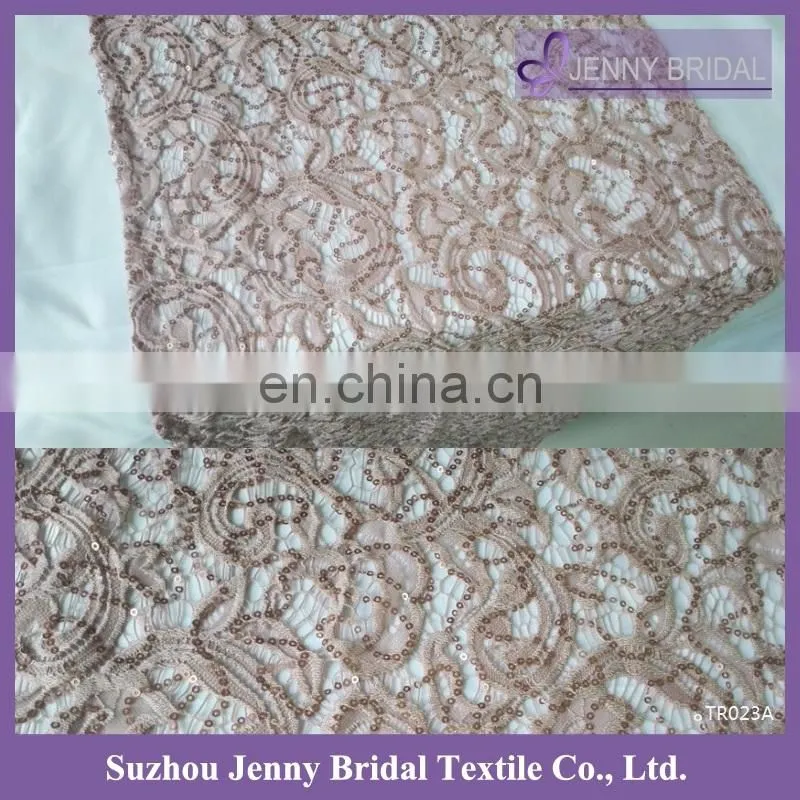 TR023B new cheap fancy christmass lace fabric embroidered silver grey sequin table runner