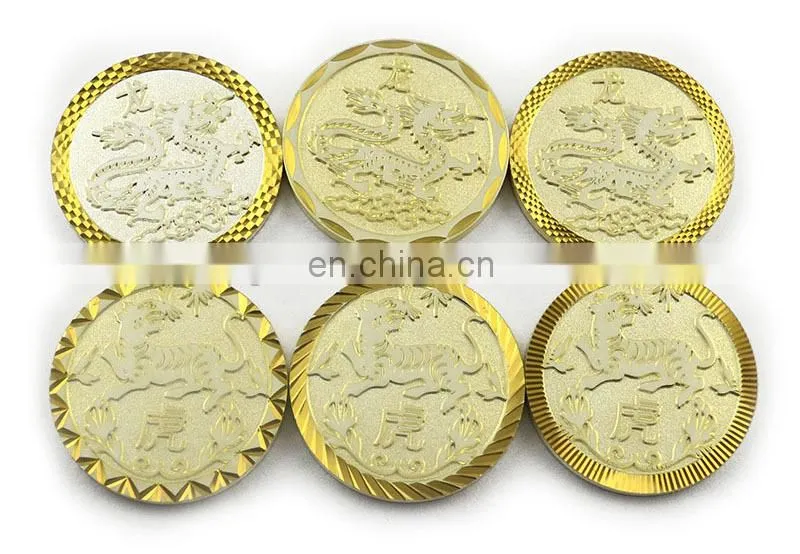 Wholesale diamond cut metal chinese zodiac souvenir coin