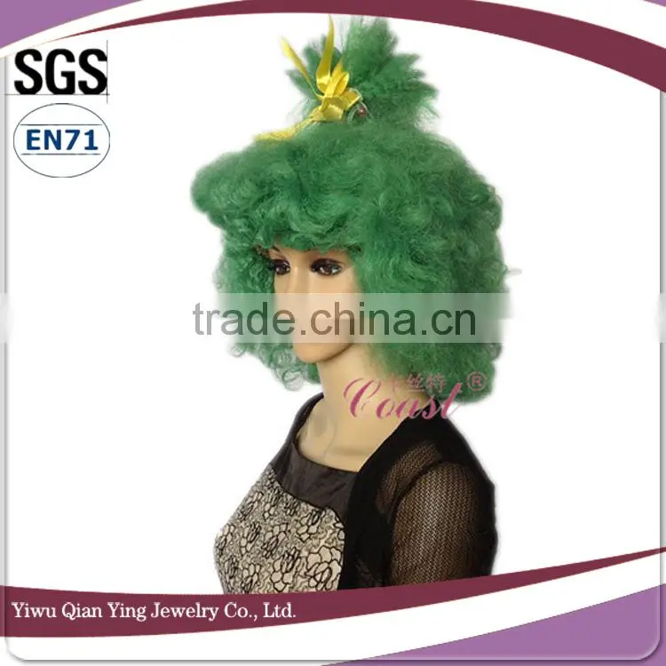 cheap synthetic cosplay dark green short wig