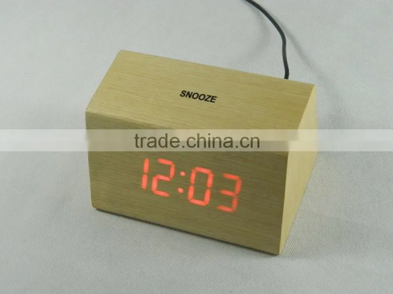 WL1226T Hot Sale Nature Wood Sensor Touch Table Clock
