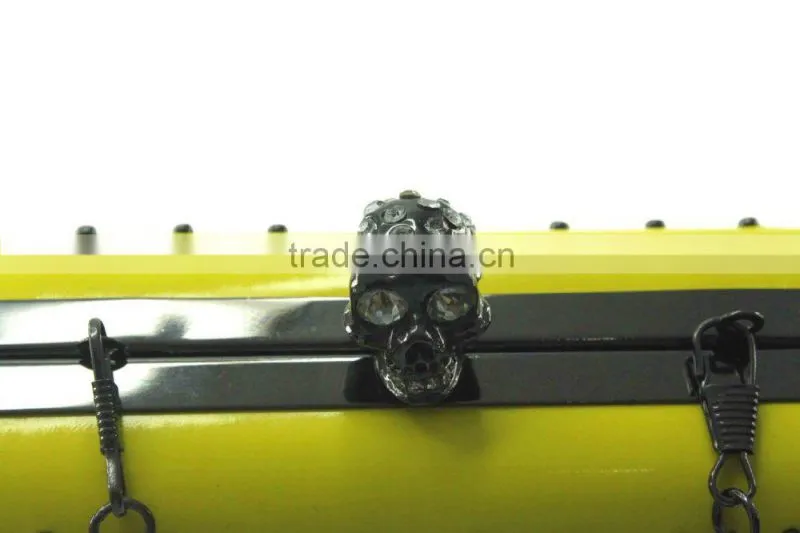 PU clutch bags 3D print skull clasp metal embossed,pu/genuine leather,party,wedding