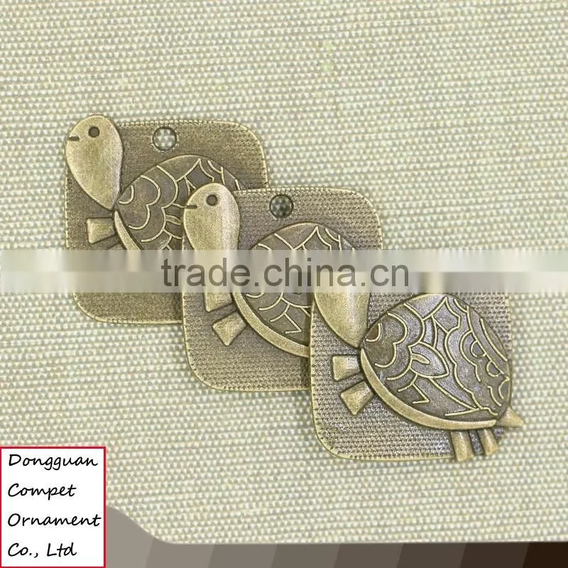 Wholesale diy accessories zinc alloy turtle pattern square pendant