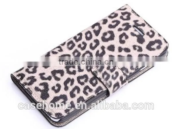 For iphone5/5s Leopard Grain Leather Wallet Flip Case Cover