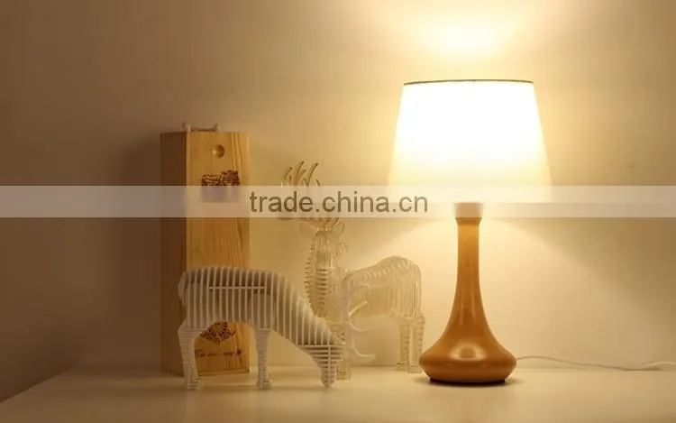 LED Wood table lamp JK-879-18 LED Wood table Light white round lampshade wooden table lamp