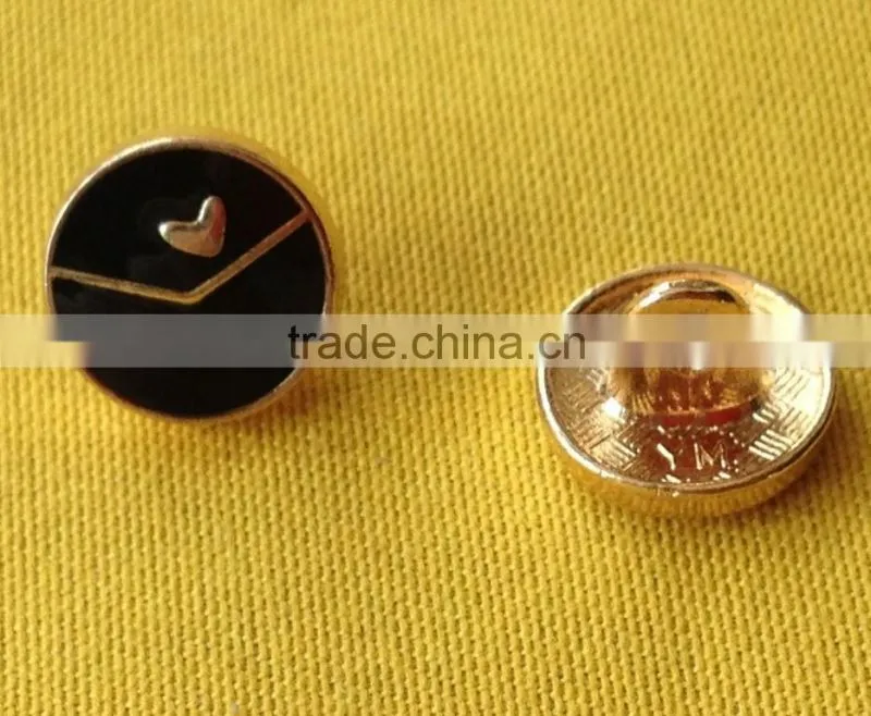 New Arrive Black Color Enamelled Fancy Metal Shank Button -- M1877