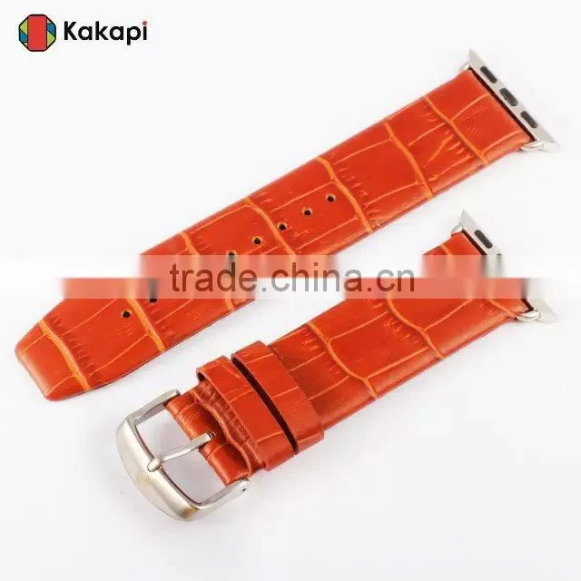 Kakapi Drawing Buckle Genuine Leather Watch Band Wrist Strap With Watchband Converter For 38MM Apple Watch MT-3912