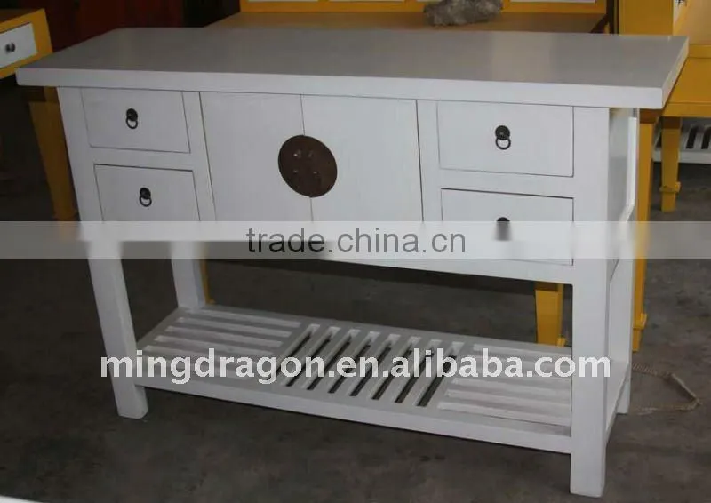 White chinese reproduct two door four darwer TV cabinet
