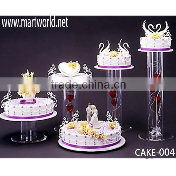 2015 latest wholesale acrylic tube cake stand for cake display for wedding cake holders (CAKE-004)