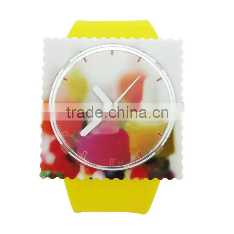 Silicone stamp watch with big square watch face