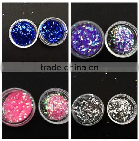 Beautful Nail Sequin Glitter nail art kit 1 set 12 Color 3D Nail Art Decoration Nail Art Bottle Tip Set