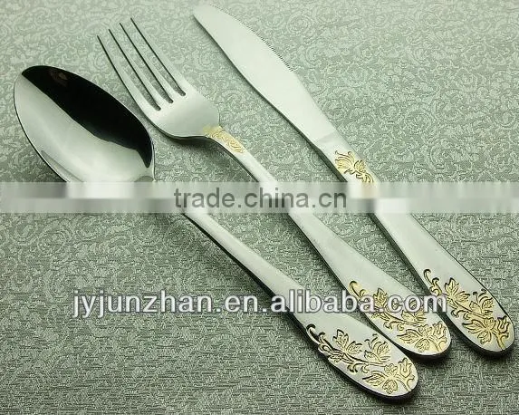 Gold plated knife stainless steel 410 material and low price