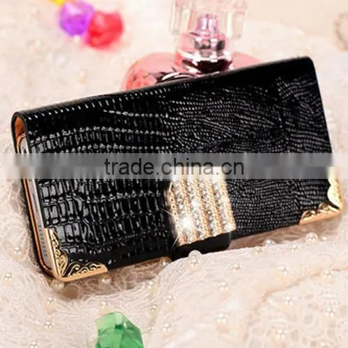 2014 hot selling Diamond magnetic Leather wallet flip mobile phone case cover for apple iphone 6