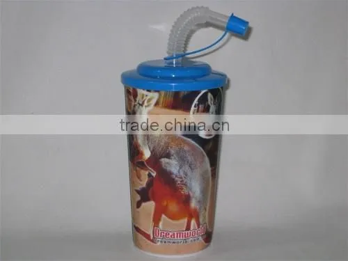 promotional 3D lenticular cup with lid and straw