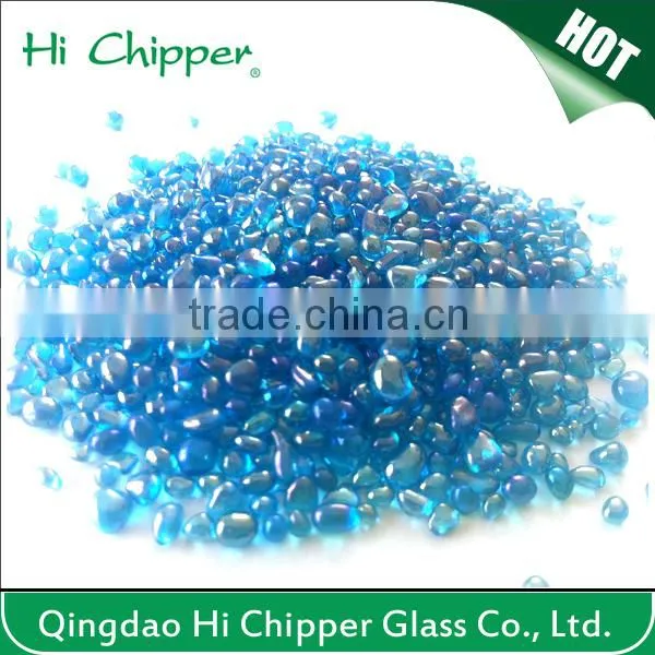 Cobalt blue flat back landscaping decorative glass beads for garden