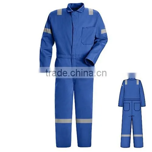 Safety orange coverall with reflective tape