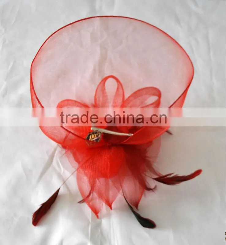 Customized factory supply feather flower wedding netting fascinators