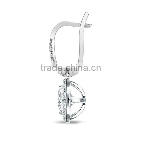 2016 925 sterling silver White Gold Blue Diamond Lever back stud earrings ladies earrings designs pictures