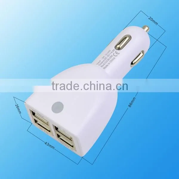2016 new design adapter 4 port usb car charger for mobile phone