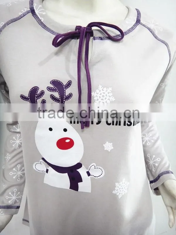 Leisure simple cute snowman pajamas women