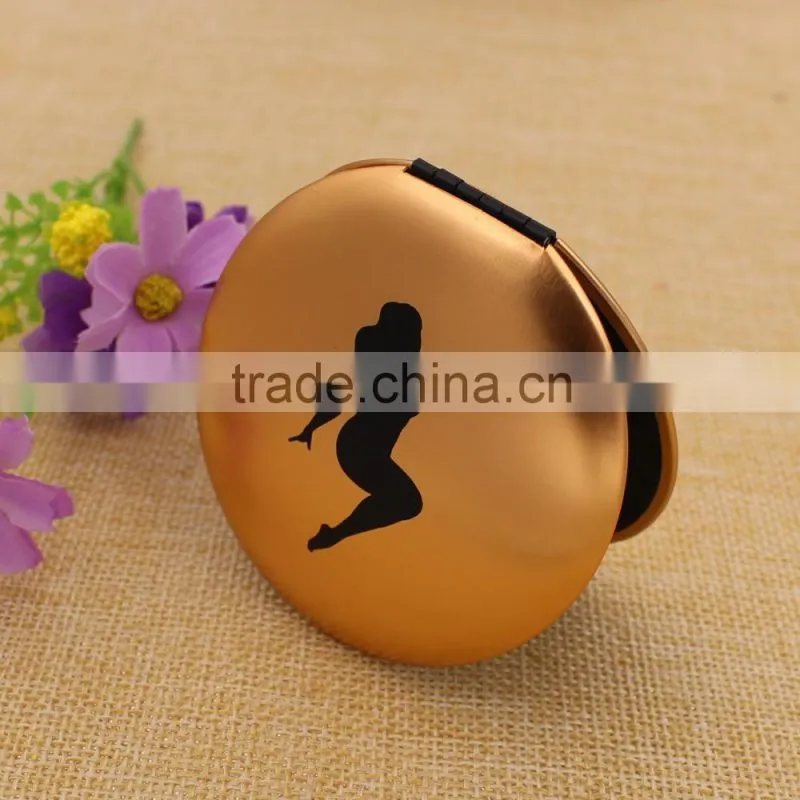 Wholesale gold mirror pocket/ mini makeup compact mirror with dancing girl