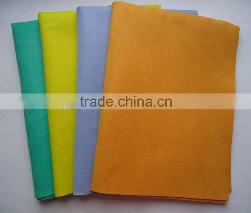 Viscose & polyester orange, yellow, blue, green germany nonwoven cleaning cloth for car, pet, floor, etc