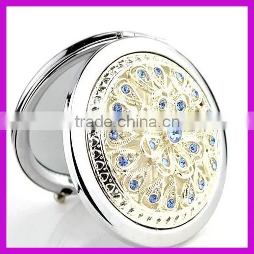Factory customized rhinestone crystal bling compact mirror